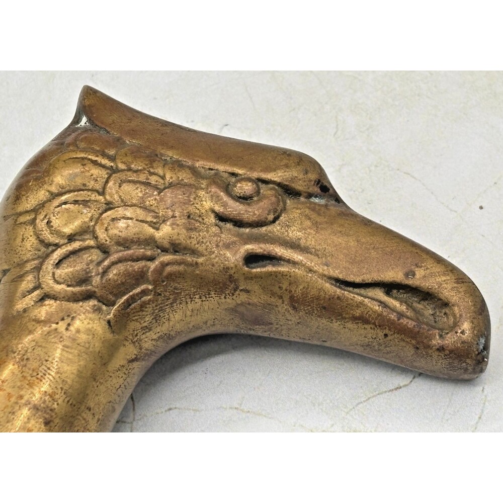 Vintage Brass Eagle Head Statue Walking Stick Cane Handle Top Topper Screw EUC - Picture 11 of 14